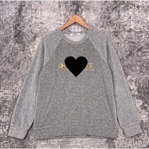 Rodarte Sweater Medium Womens Gray Velour Crewneck Heart Sweatshirt Pullover
